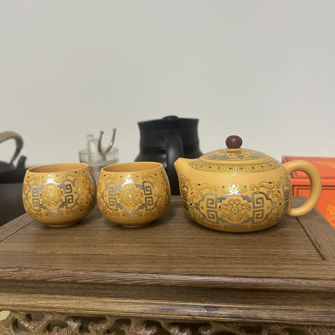 黄金段泥敦煌凤鸣西施壶家用泡茶壶敦煌茶具套装全手工紫砂壶7003