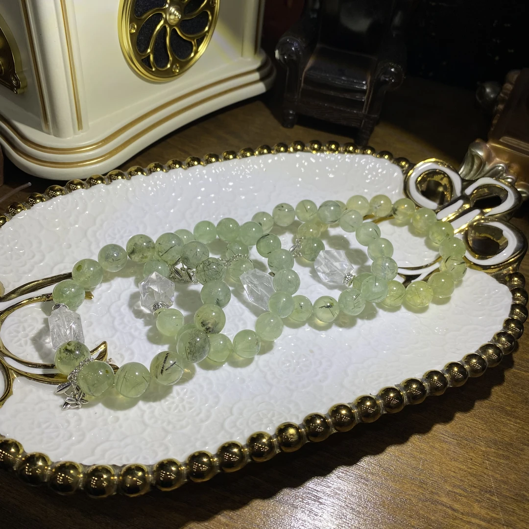 V865-天然老矿料葡萄石手串单圈设计款-多样性发其一