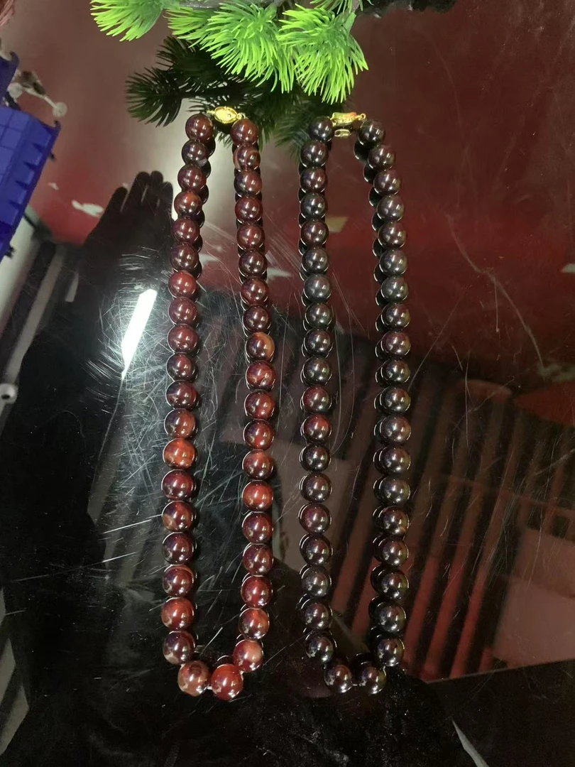 A5271天然珠宝-血灵森珀玉玛瑙妈妈链-卡14左右（多样性发一）