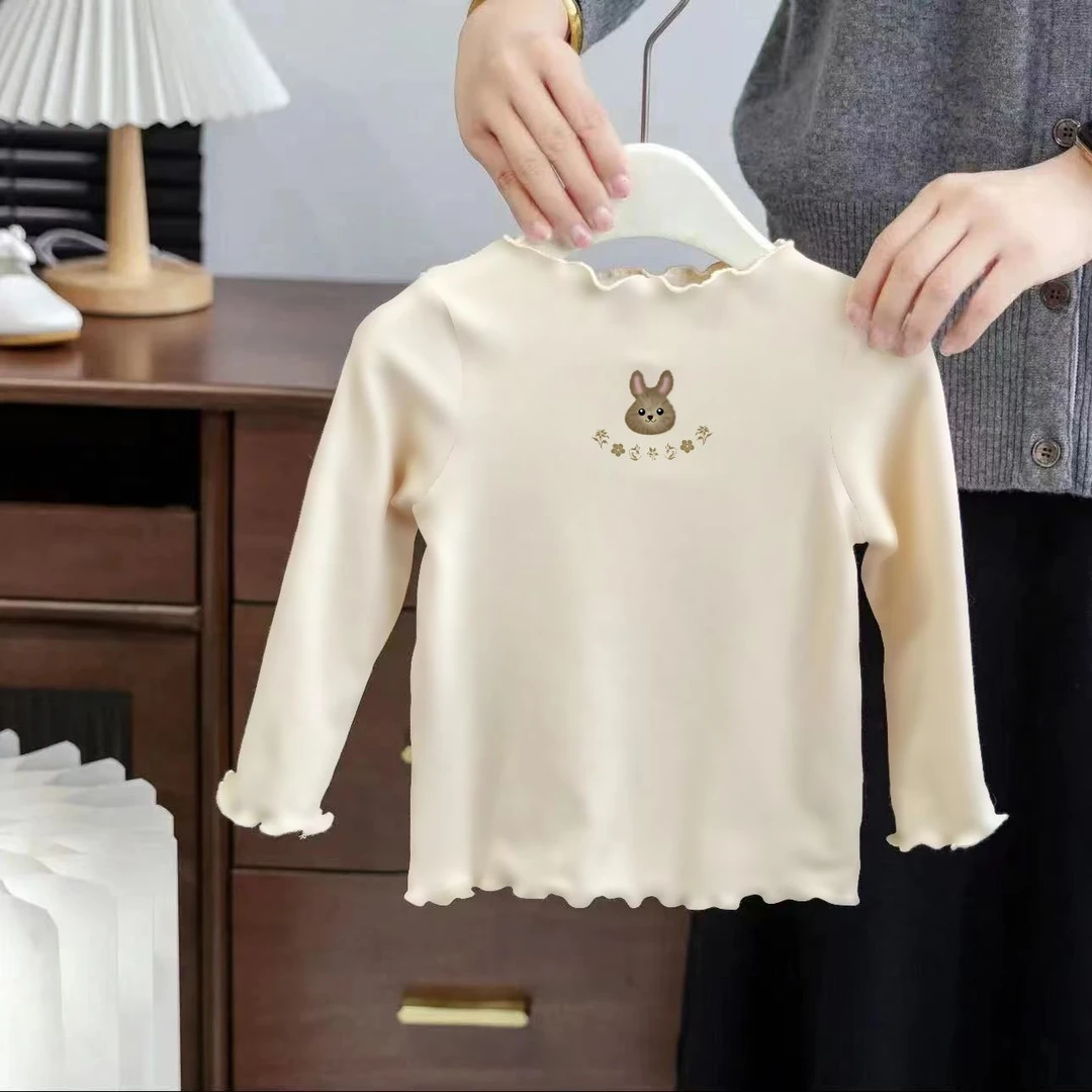 新中式T恤长袖幼儿园卡通小兔薄款可爱ins百搭打底衫秋季儿童上衣