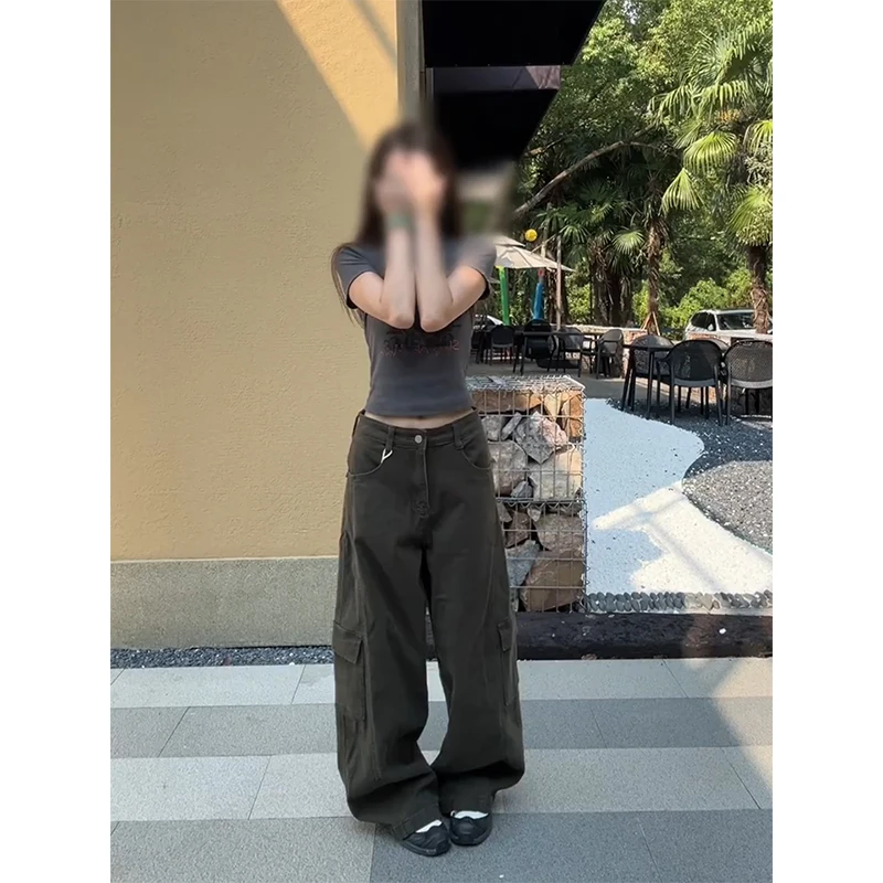 MARIE.COCO秋季新款美式辣妹短款T恤上衣高腰宽松阔腿休闲裤套装