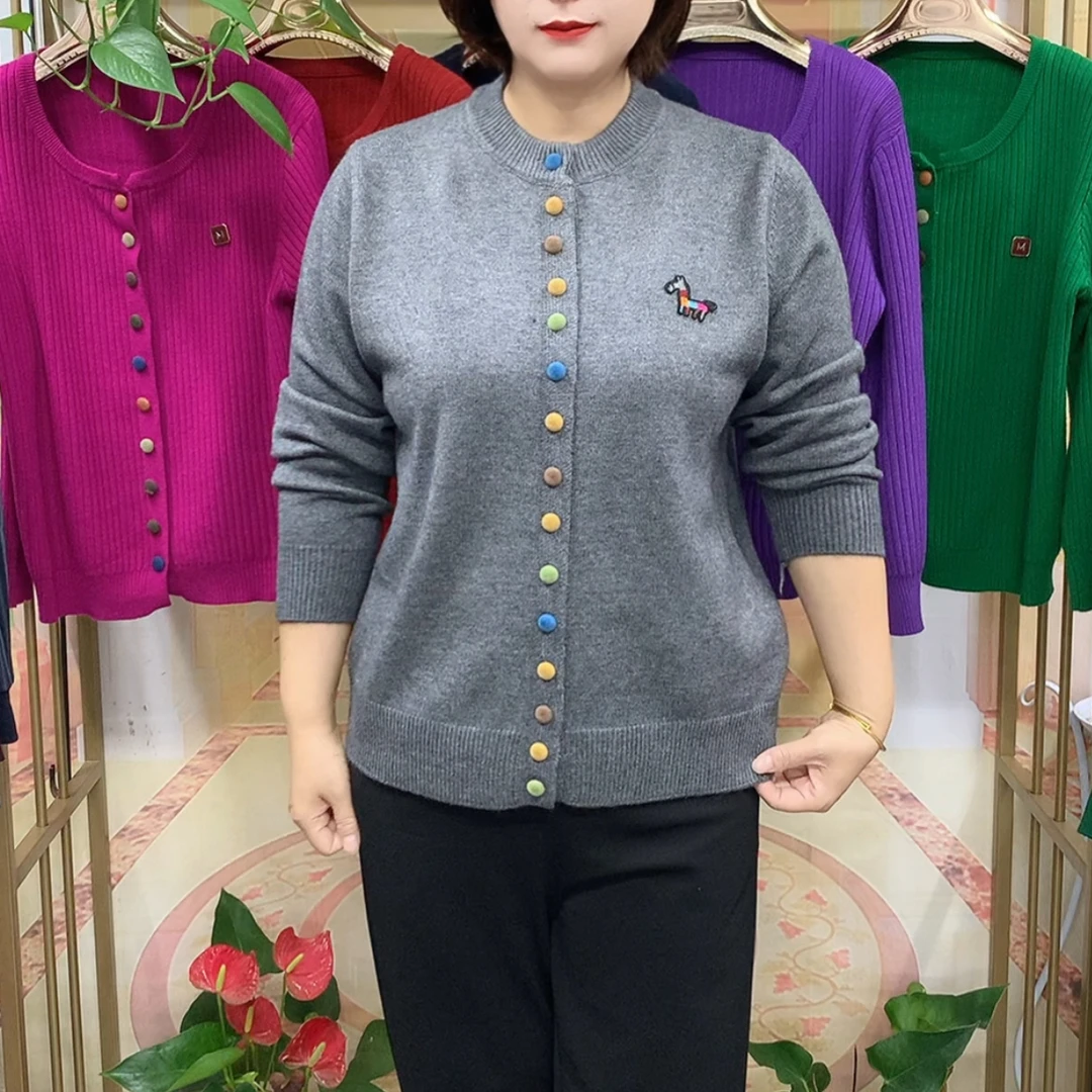 针织时尚常规圆领网红百搭秋冬长袖针织开衫