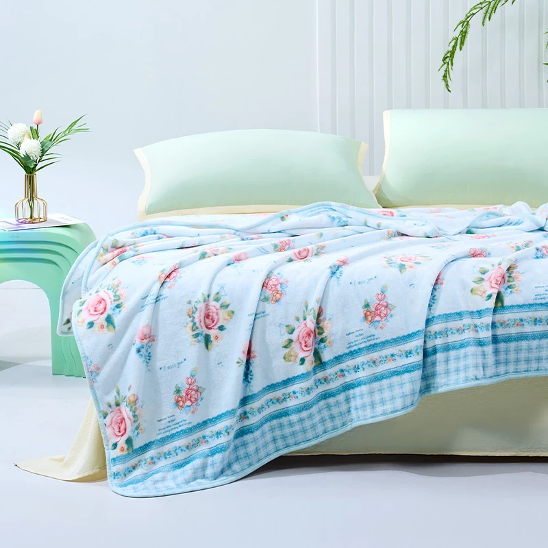 （奥莱专属1号）富安娜馨而乐品牌盖毯绒毛毯印花小清新180*200