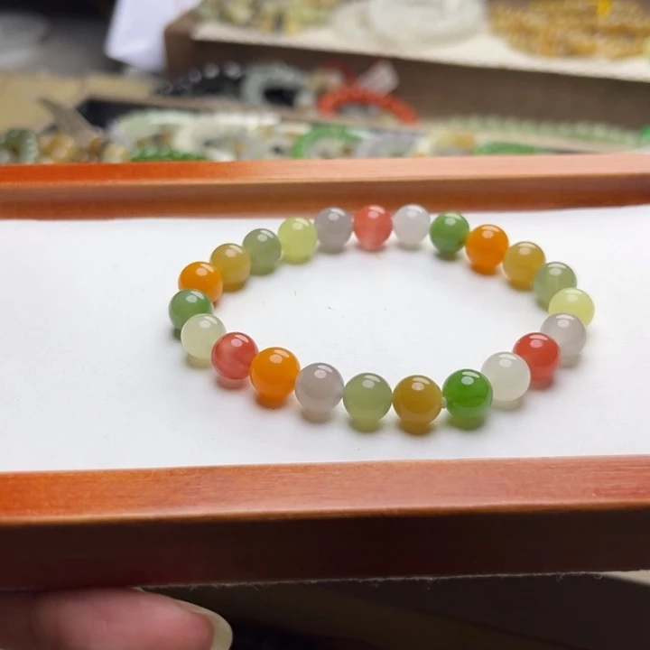 和田玉未镶嵌手链8mm多宝圆珠