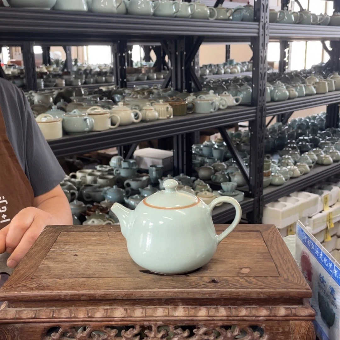 瓷片天青釉葫芦壶