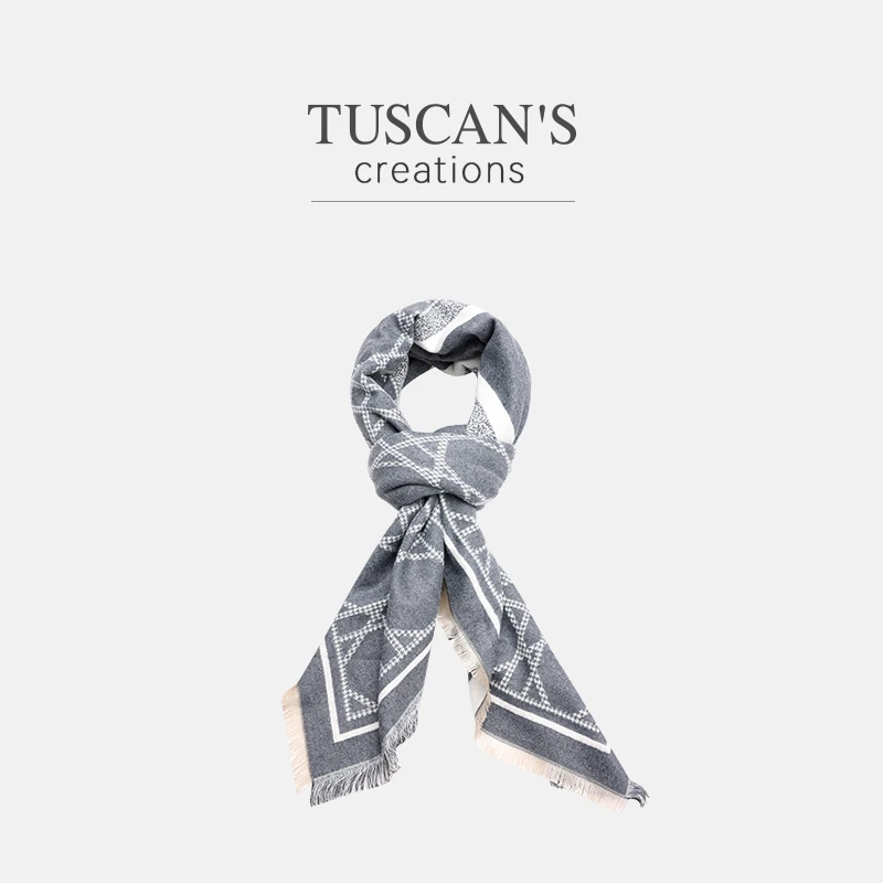 TUSCAN'S CREATIONS围脖围巾保暖女几何图案格纹复古港风时代双鱼