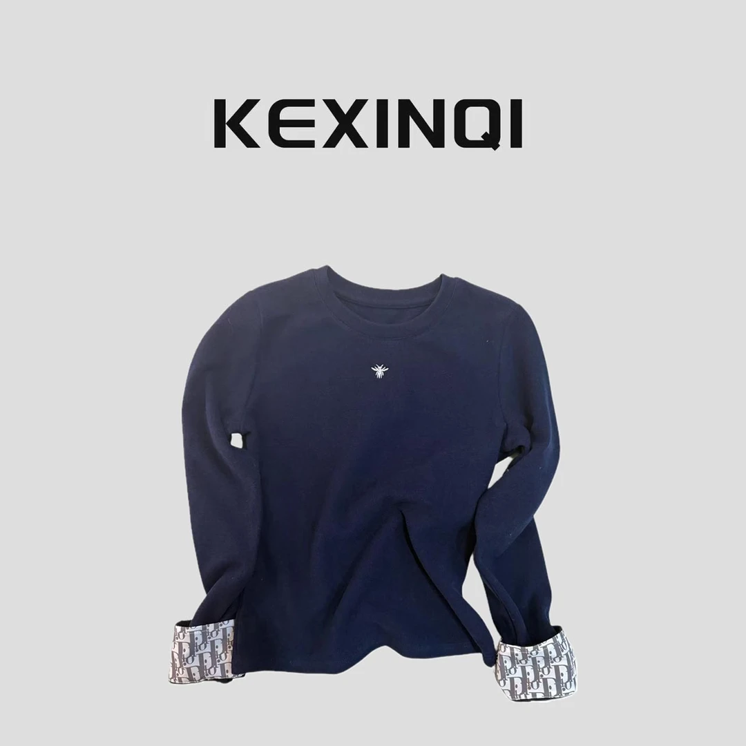 KEXIN 拼接袖T恤 2025秋冬新款百搭休闲显瘦洋气上衣打底-25TX269