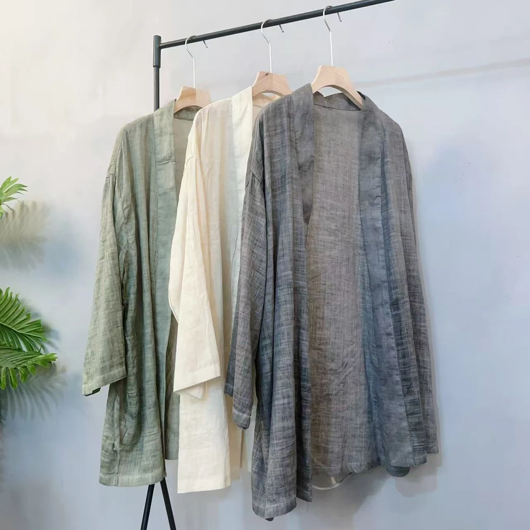 【M867】夏季苎麻防晒连帽衬衫82长