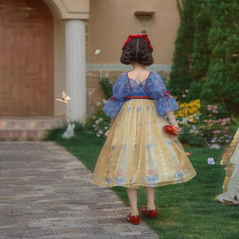 戴维贝拉女童夏季裙子新款白雪公主女孩新中式国风连衣裙