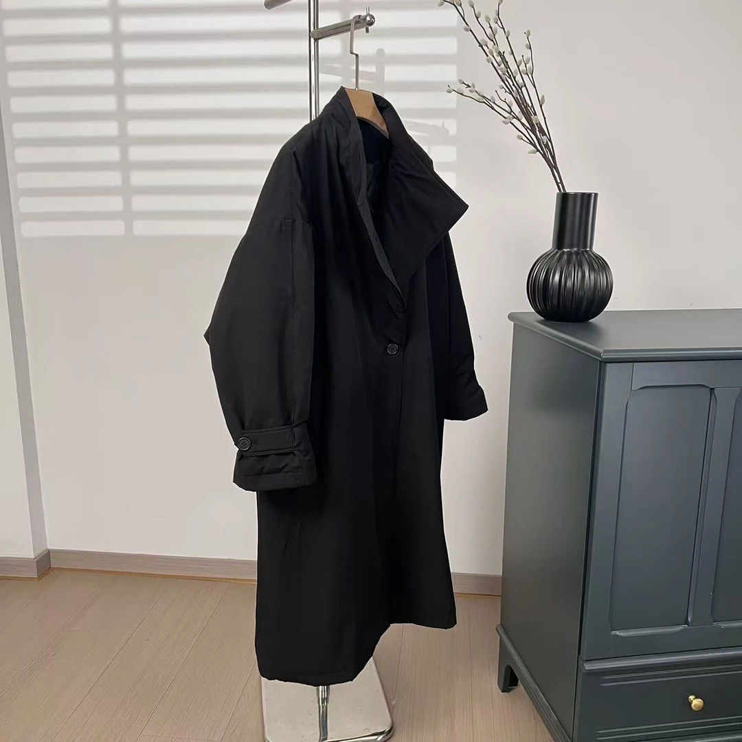 【老头女装定制】 简约大翻领百搭休闲棉服风衣  X-25336