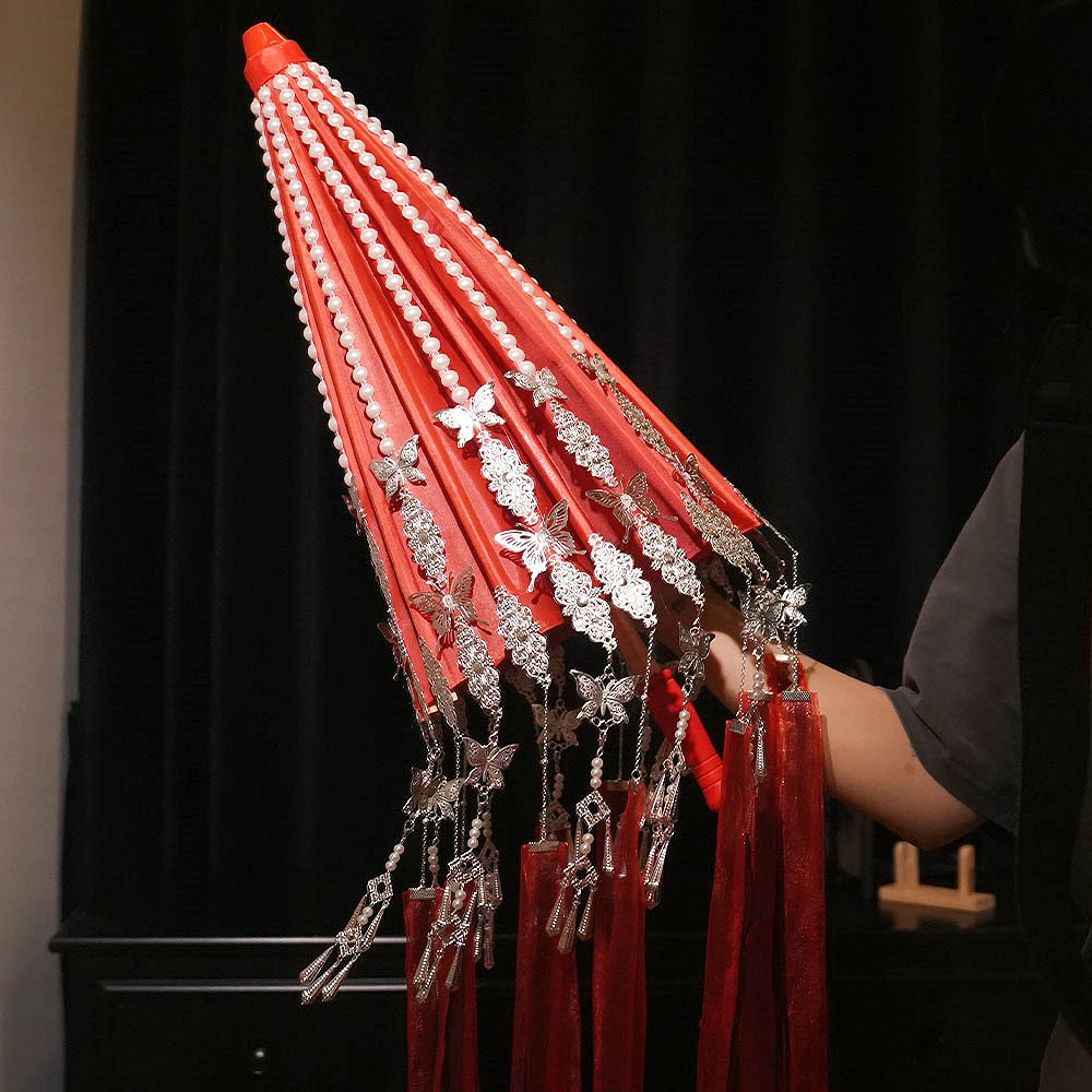 花城cos红伞流苏伞婚伞中式写真古代汉服古装拍照伞古风道具手工