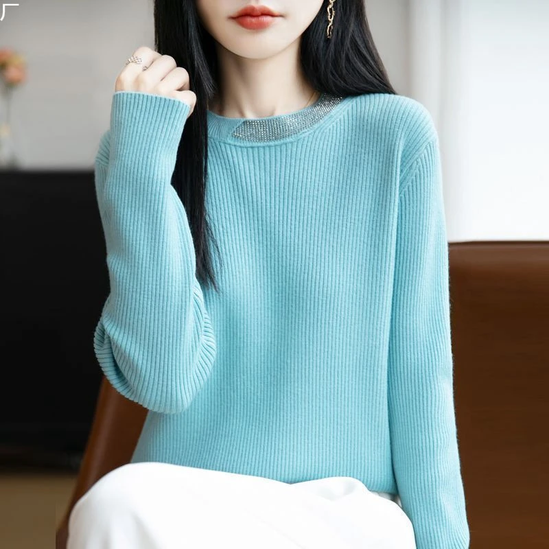 正品撤柜剪标羊毛衫抽条烫钻针织衫毛衣秋冬新款内搭打春夏烫钻