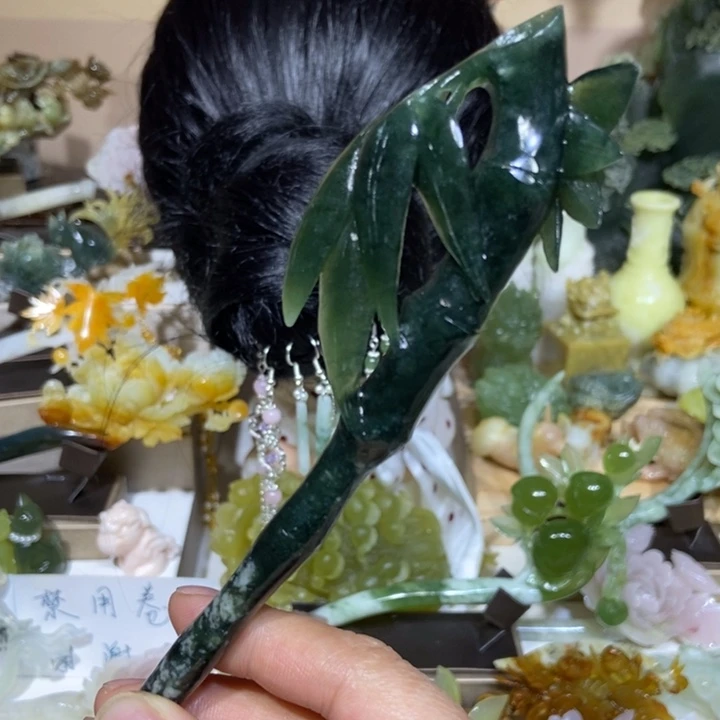 蛇纹石玉未镶嵌发饰