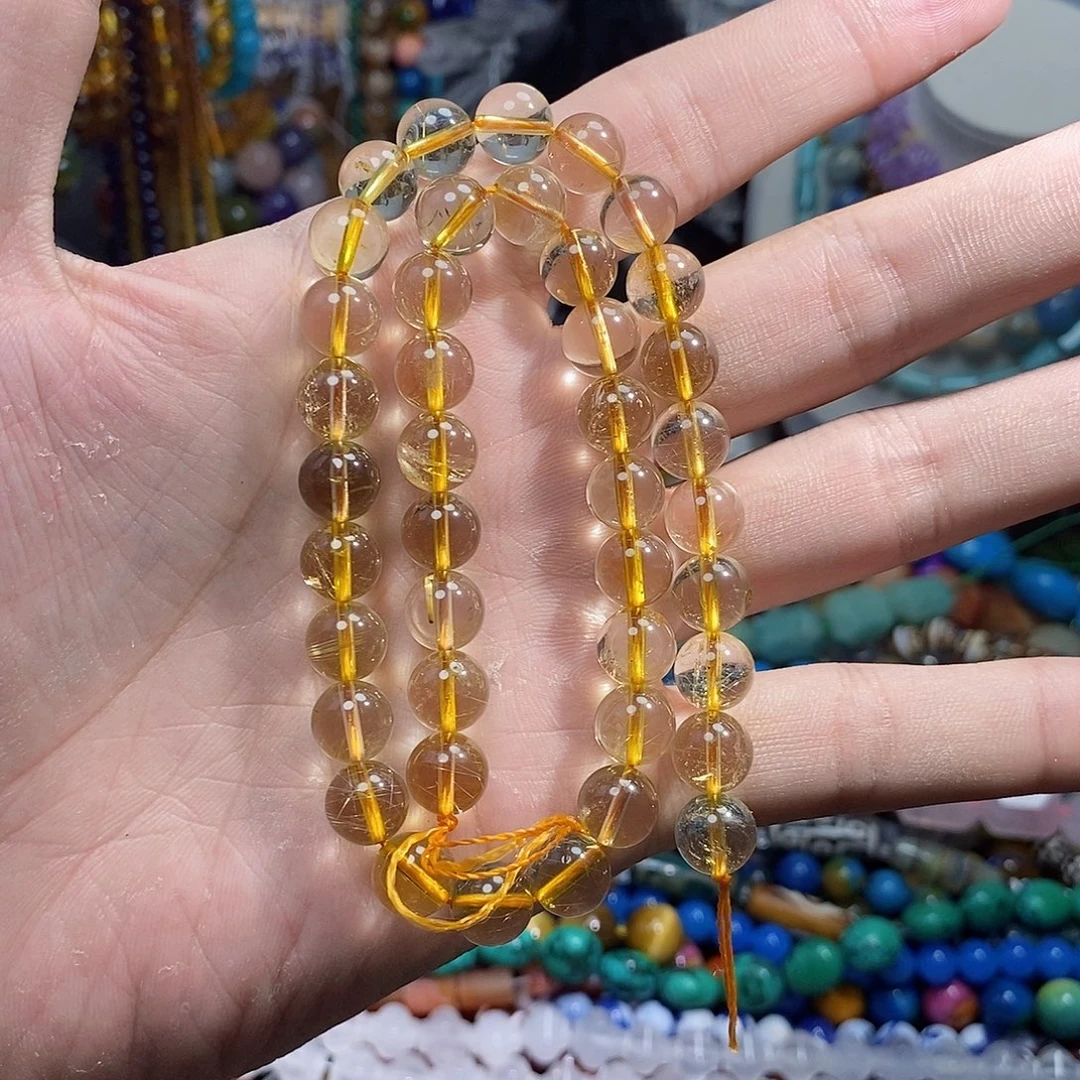 石英质玉未镶嵌，透体金发，晶10mm，