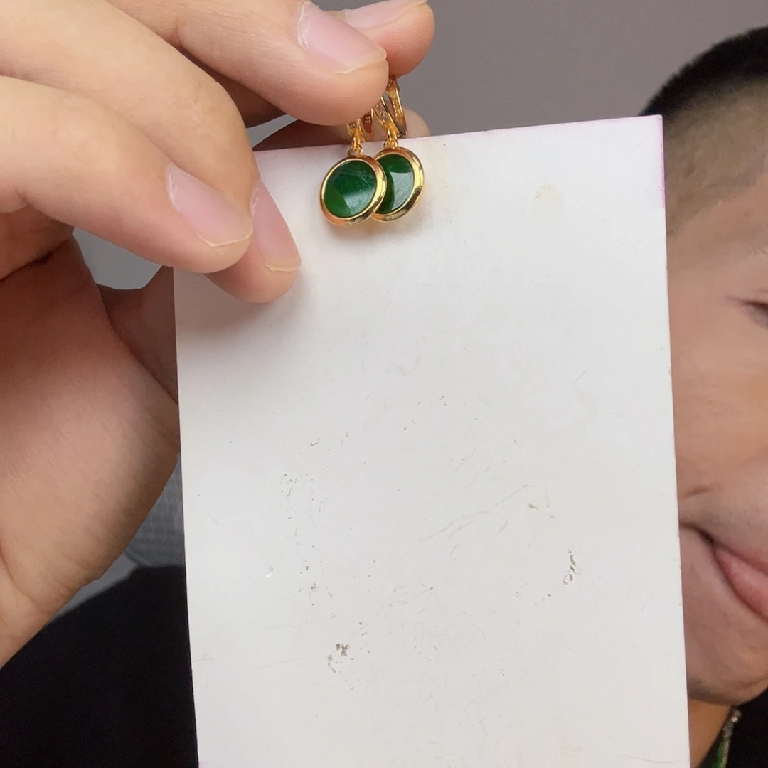 翡翠银S925镶嵌颈饰一对