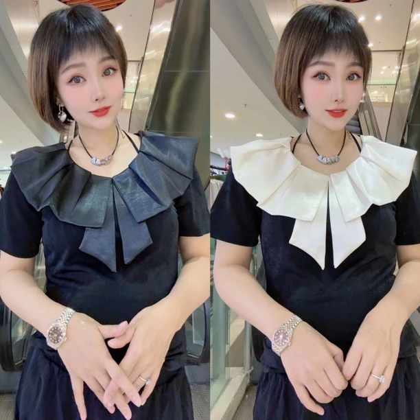 9096醋酸段菲菲领水晶纱小衫（下单1-3天左右发货）