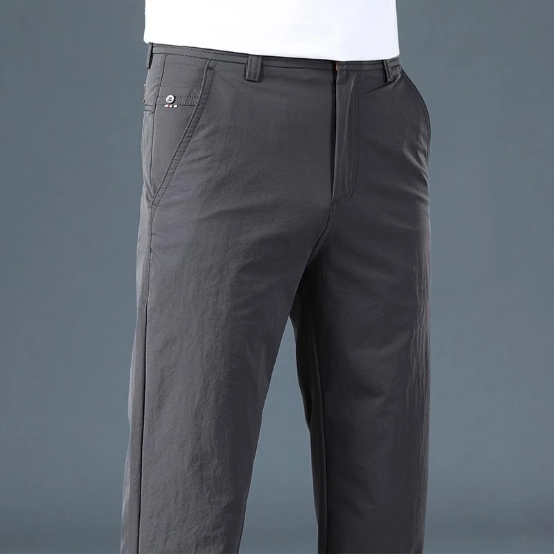 高端时尚男士轻商务休闲裤夏季新款潮流简约纯色直筒百搭弹力长裤