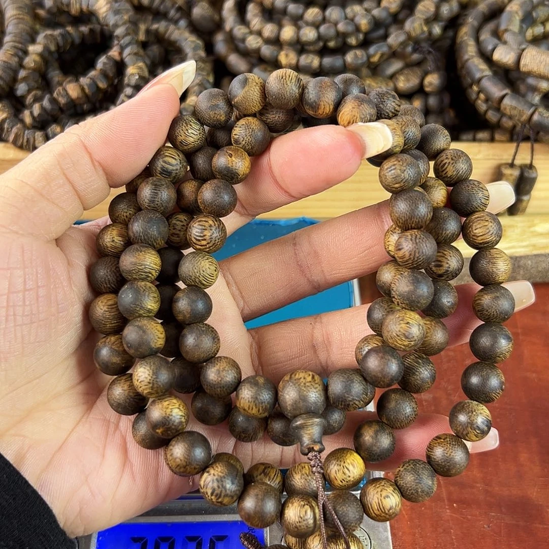 沉香沉香碎屑卡9圆珠多圈39g乌身老料