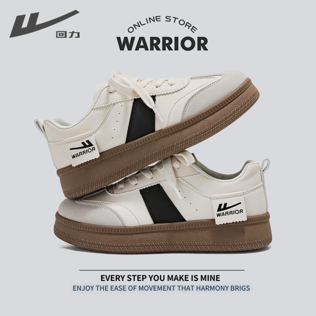 Warrior/回力美拉德小白鞋女新款百搭黄色德训鞋低帮厚底休闲板鞋