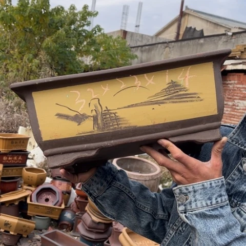 紫砂花盆特价包邮送盒