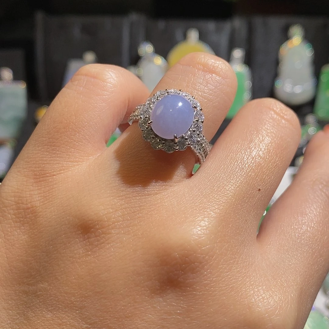 翡翠戒指银S925镶嵌周*天然翡翠