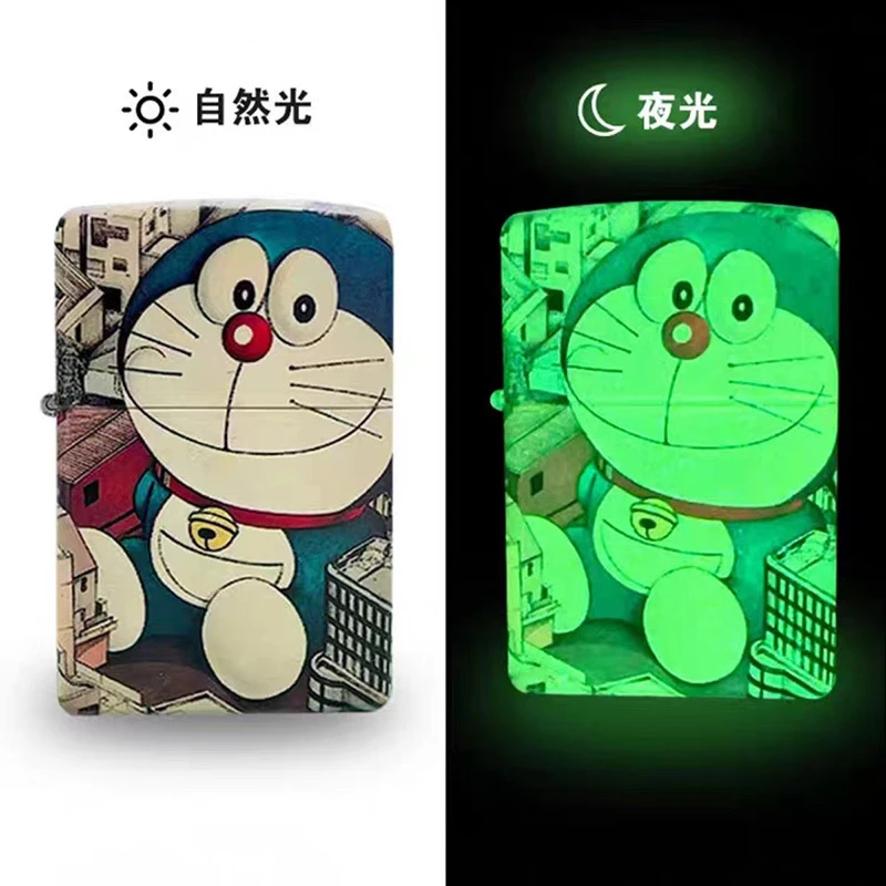 稀奇古怪夜光蓝胖子六面彩绘煤油打火机个性创意可爱卡通点烟器潮