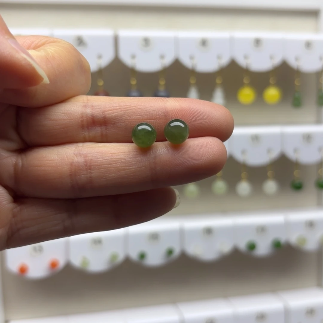 和田玉银S925镶嵌耳饰