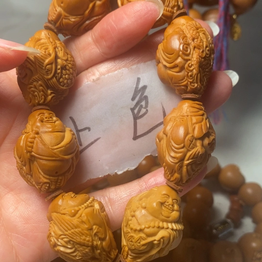橄榄核手串/手链瑞兽弥勒微花