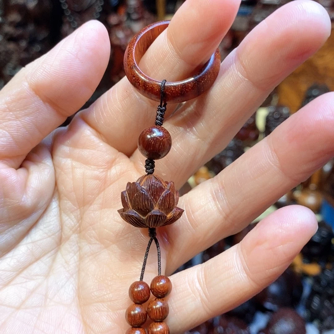 檀香紫檀（小叶紫檀）莲花跑环套1.5珠子