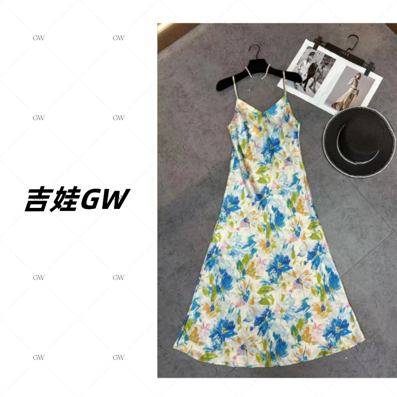 GW重磅三醋酸缎面【七彩涂鸦】·禁机洗高级斜裁百搭吊带连衣裙25