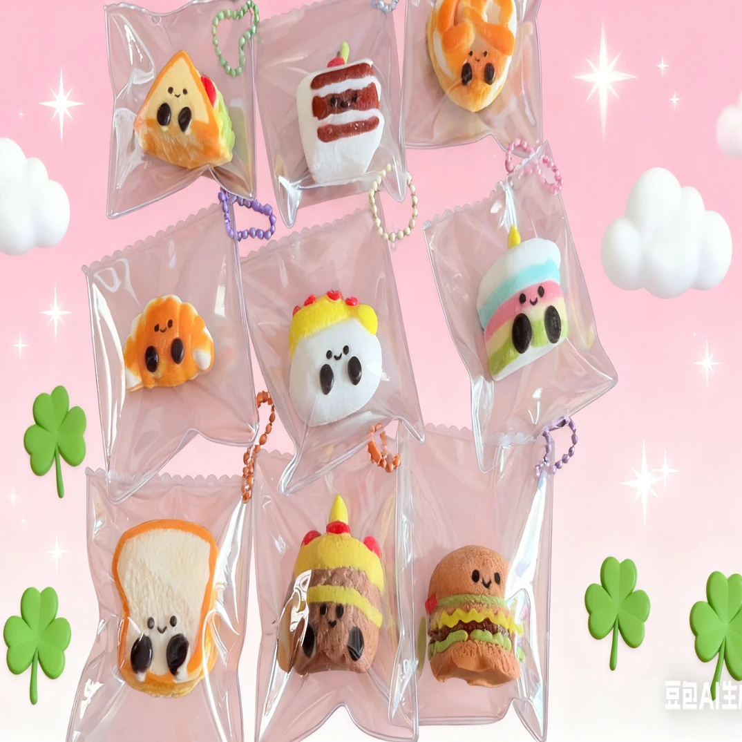 胖肉捏捏解压玩具JC食物九连，（填色难度高默认瑕疵）可备注分开装