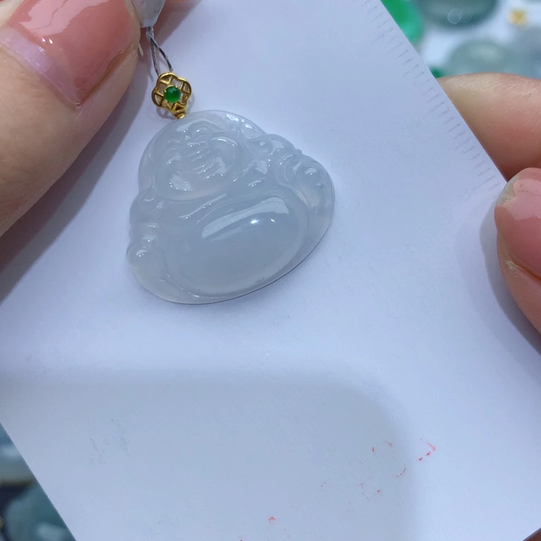 翡翠颈饰18K金镶嵌佛公