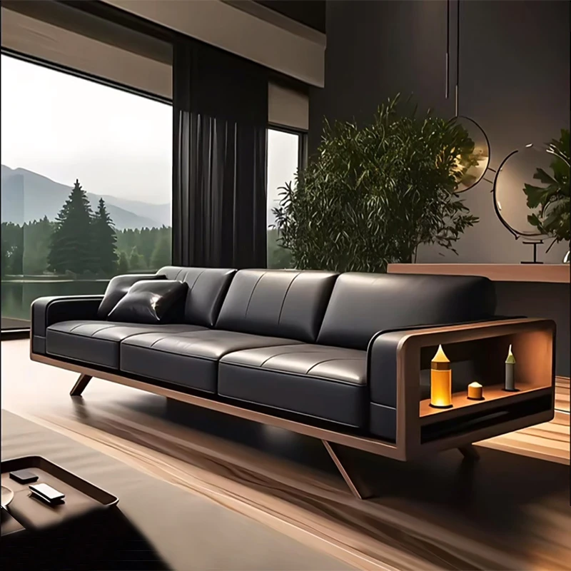 简欧风实木沙发2025新款高端黑胡桃木三人位小户型客厅直排沙发