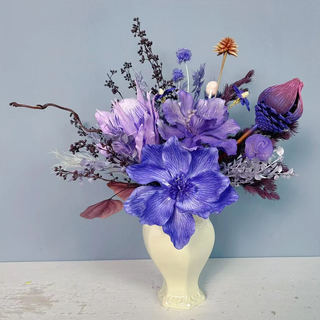 【紫嫣】永生花花艺摆件真花高级家居氛围感花艺含花瓶