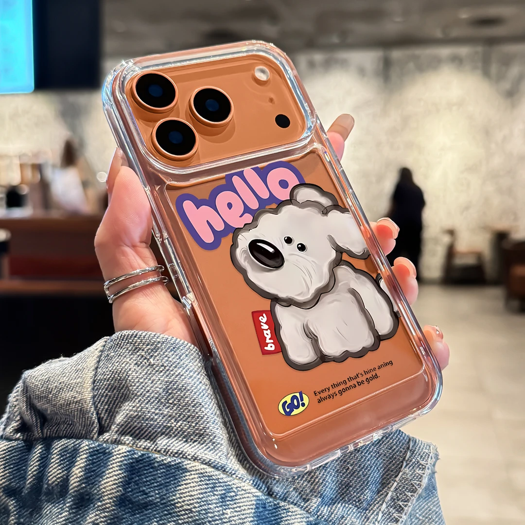 歪头小狗适用苹果17promax手机壳17新款高级透明加厚轻奢iphone16