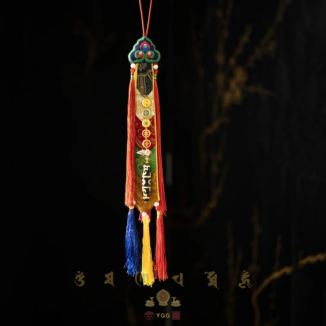 员格格RCOJZ01/五色财-莲师F器-藏风五彩经幡挂件