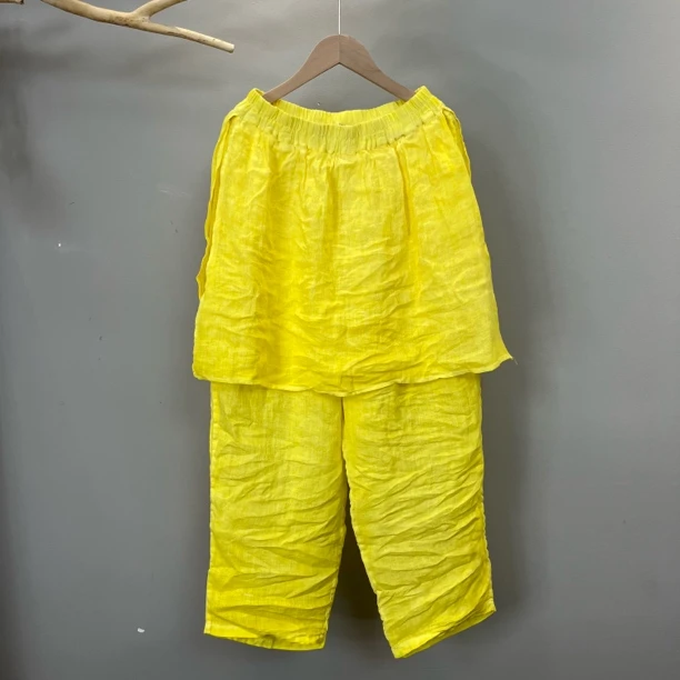 新款100稀疏亚麻渔夫裤宽松休闲长裤显瘦个性夏款女款防晒