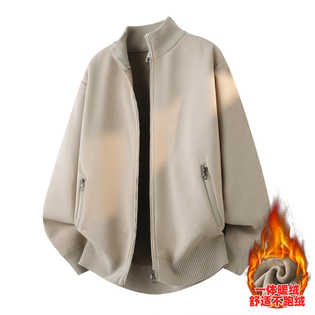 加绒加厚开衫外套男毛衣高级感针织男士韩版秋冬加厚针织衫