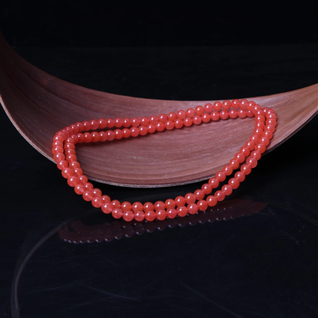 南红玛瑙6mm左右圆珠多圈项链一条n734