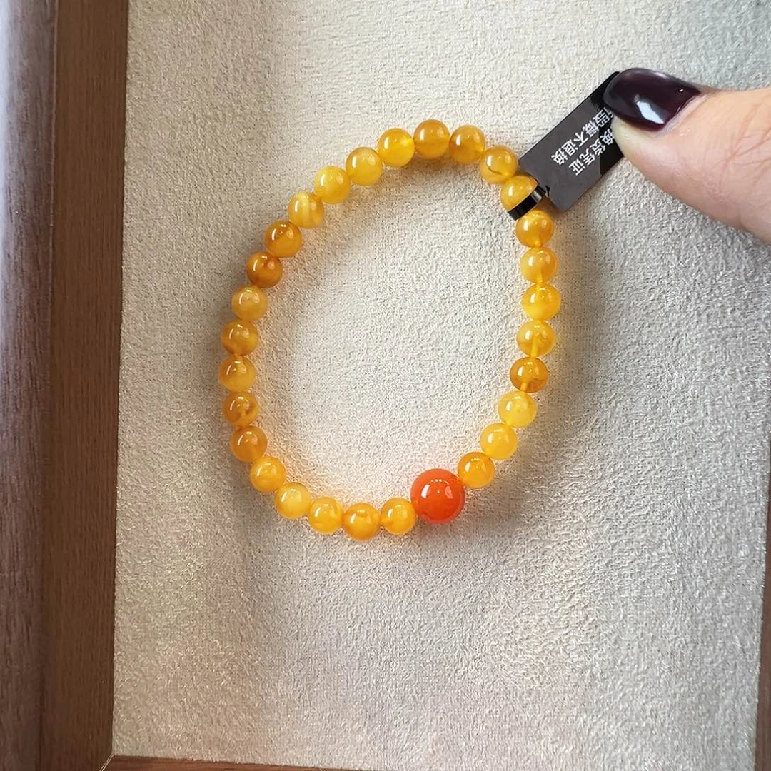 蜜蜡未镶嵌手链6.5mm