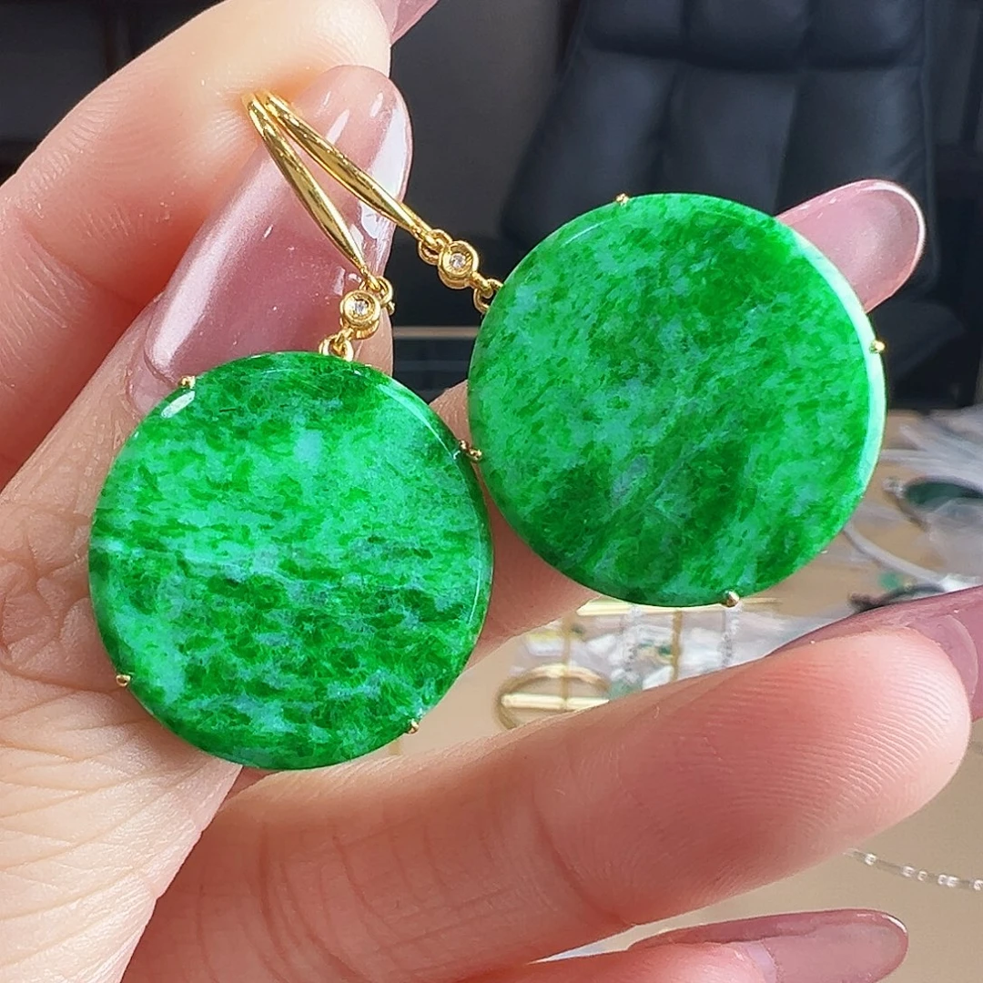 翡翠18K金镶嵌耳饰耳饰