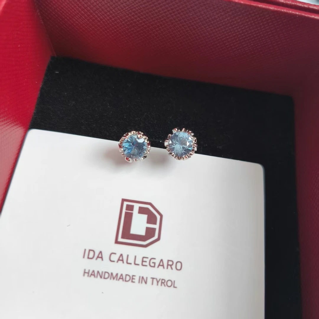 铜合金耳饰 《货号9080》碧家湖蓝色烟花切花朵耳钉