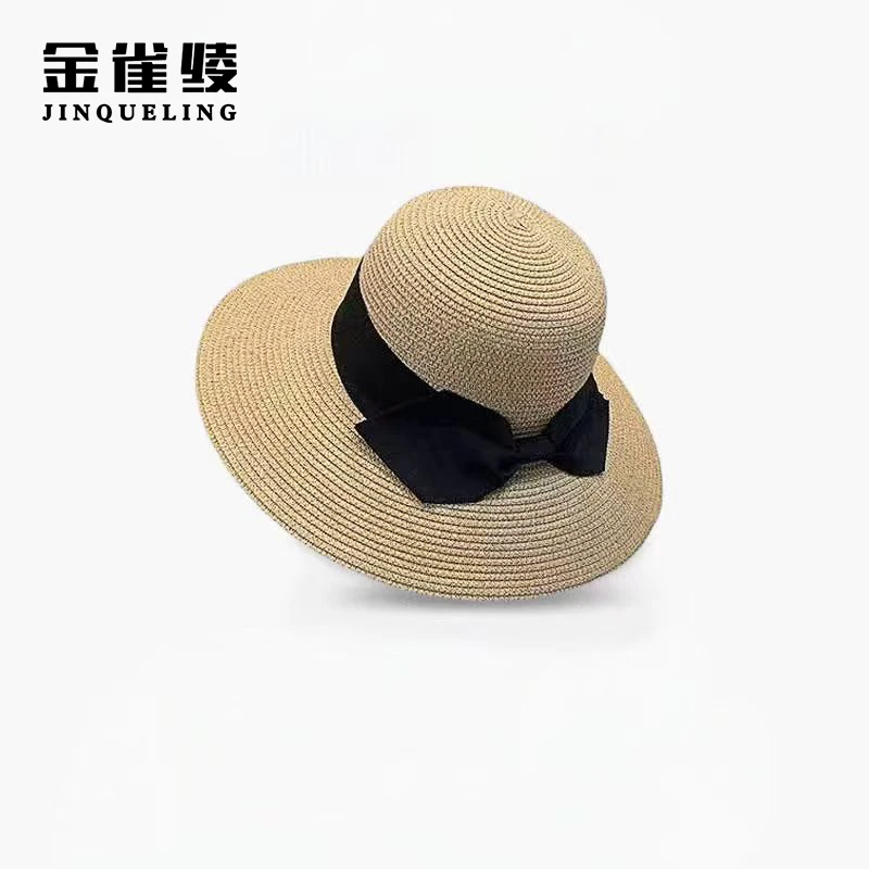 金雀绫【女神帽】百搭帽子草帽草编户外沙滩蝴蝶结法式帽SZAK5MZ79