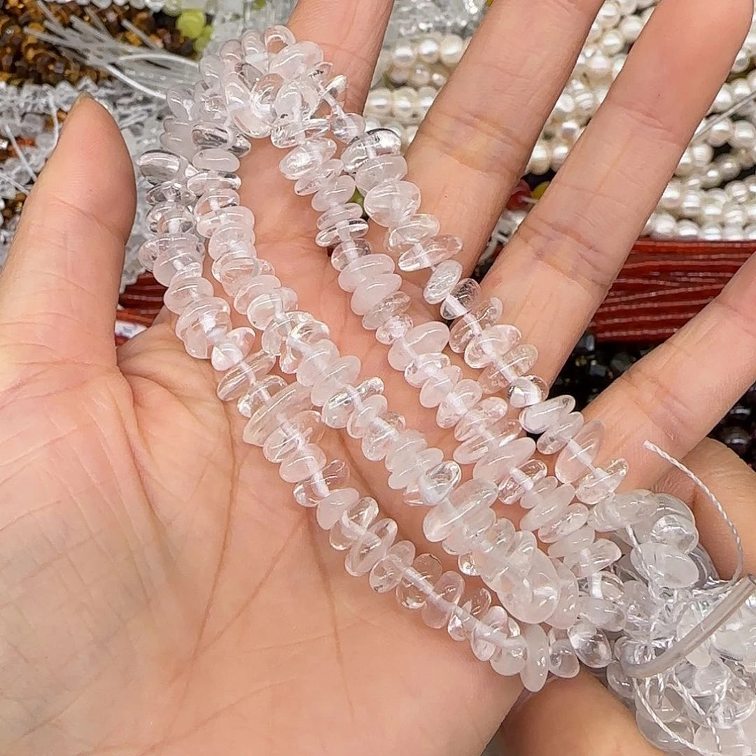 玛瑙/玉髓合金珠宝半成品白水晶8-10mm一条随形
