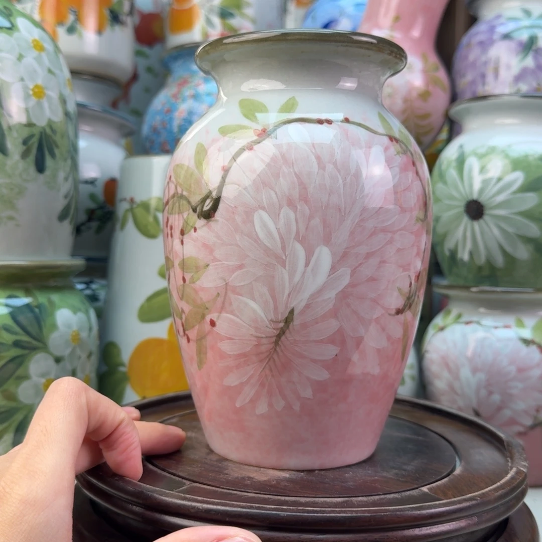 景德镇陶瓷手绘花瓶无孔