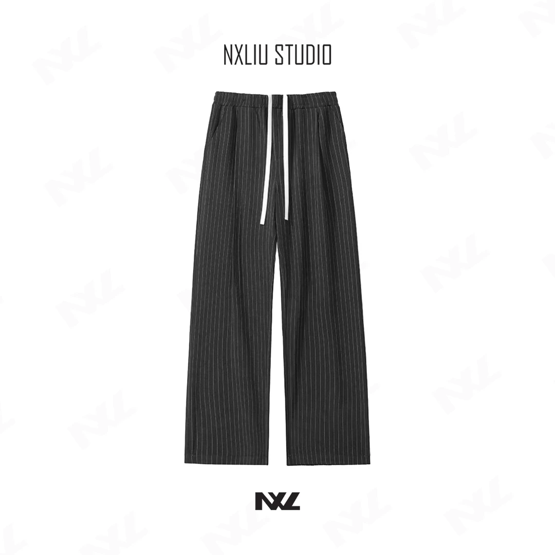 NX 【条纹休闲裤】男士夏季时尚条纹宽松直筒长裤
