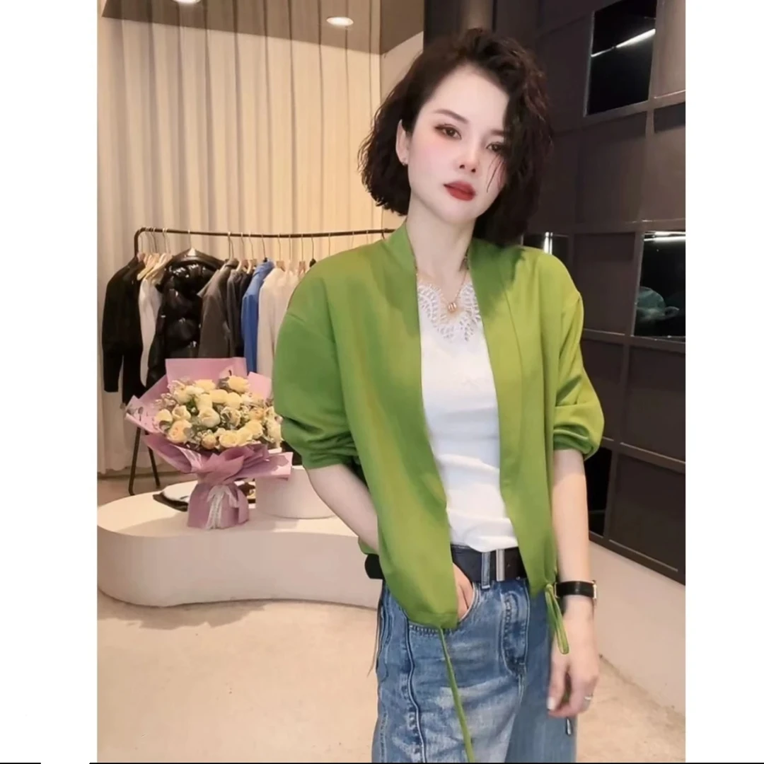 《姚家优麦汇》Y5599春款圆领开衫设计感时尚百搭长袖显瘦上衣款女