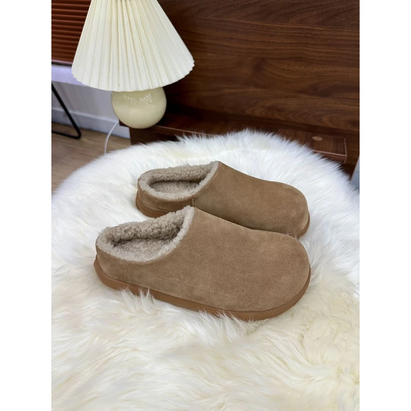 【半包小土豆】新款真皮毛极简风加毛小土豆拖鞋加绒时尚休闲