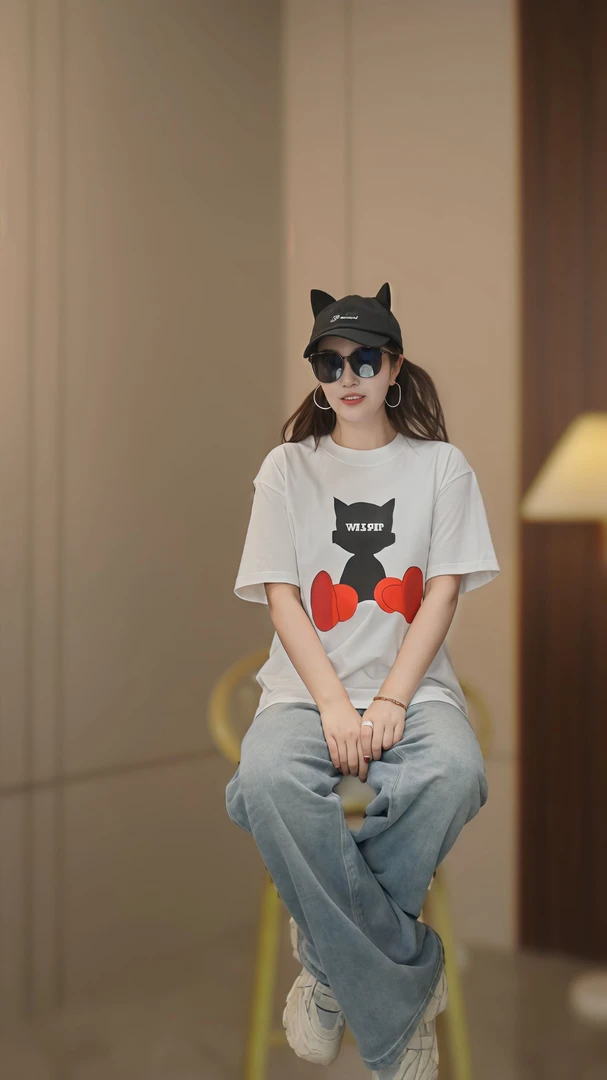 新款2025圆领纯棉印花上衣半袖夏季宽松百搭休闲短袖T恤【LD033】