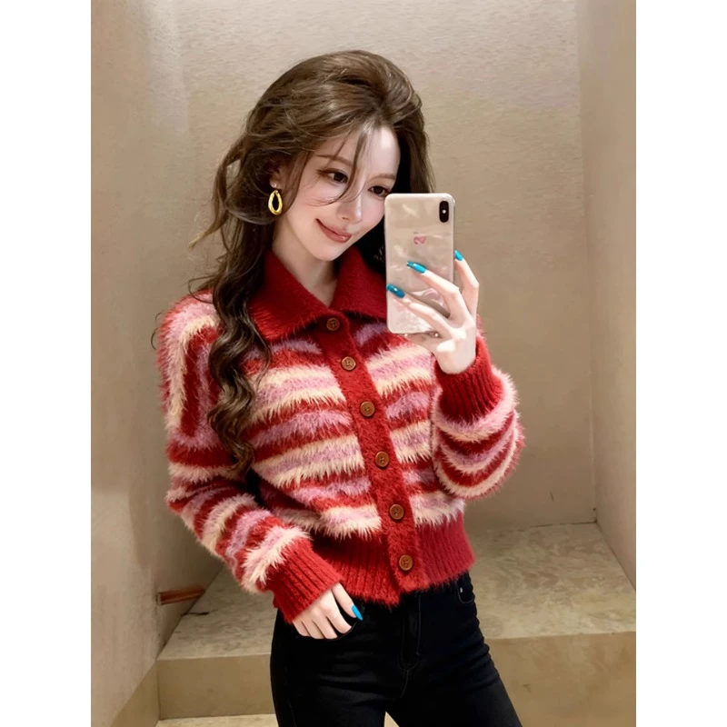 2025新款冬季韩系穿搭巨好看的不撞款本命年红色针织衫女内搭上衣